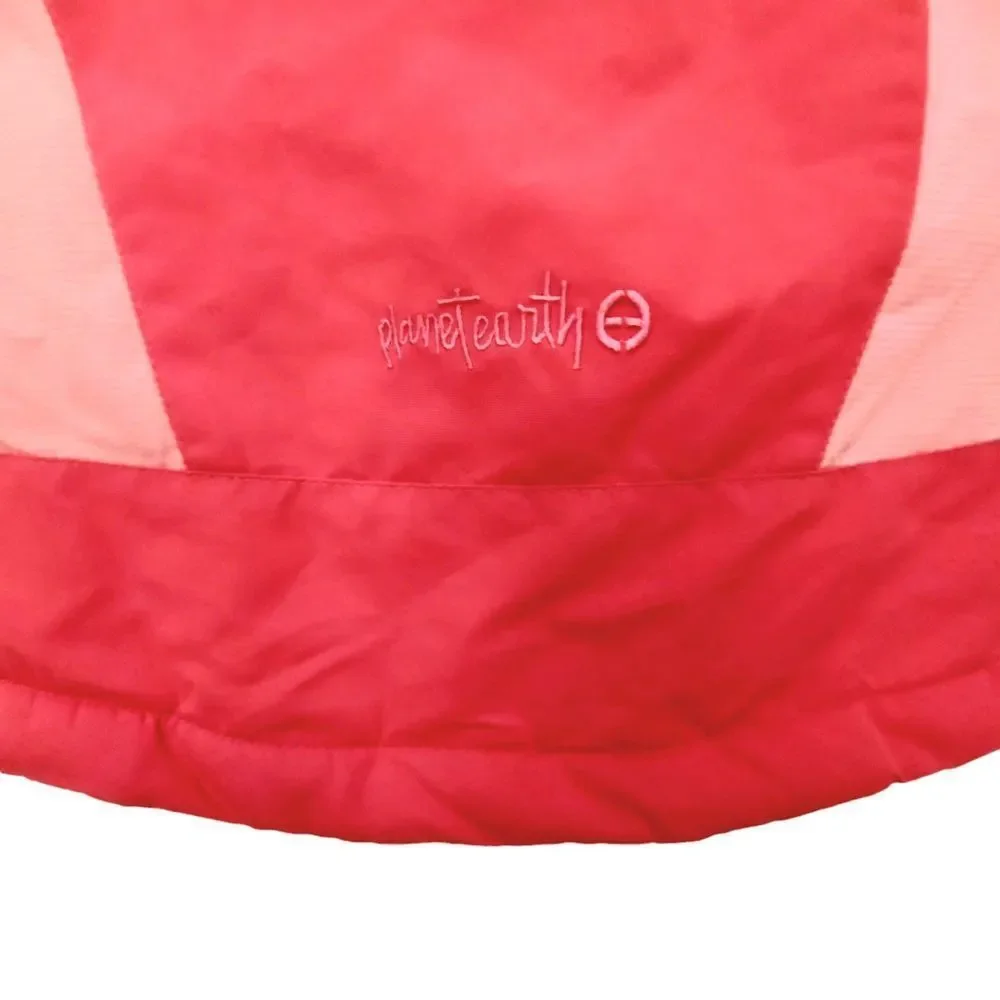 Planet Earth Snow Jacket Girls Small Orange Snowboarding Full Zip Insulated